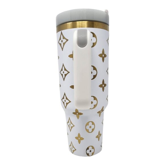 40oz White and Gold Laser Engraved Tumbler - Picture 6 of 6